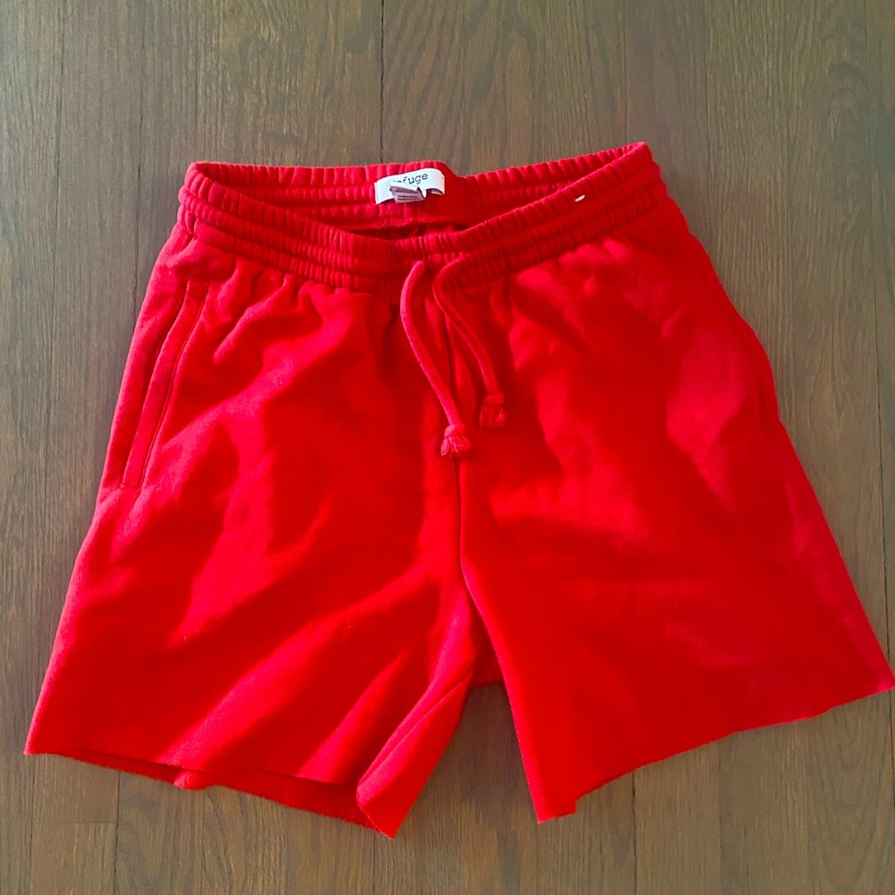 Red sweat shorts